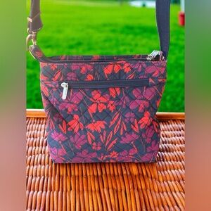 Travelon Anti Theft RFID Floral Cotton Crossbody Mini Bag W Small Flashlight